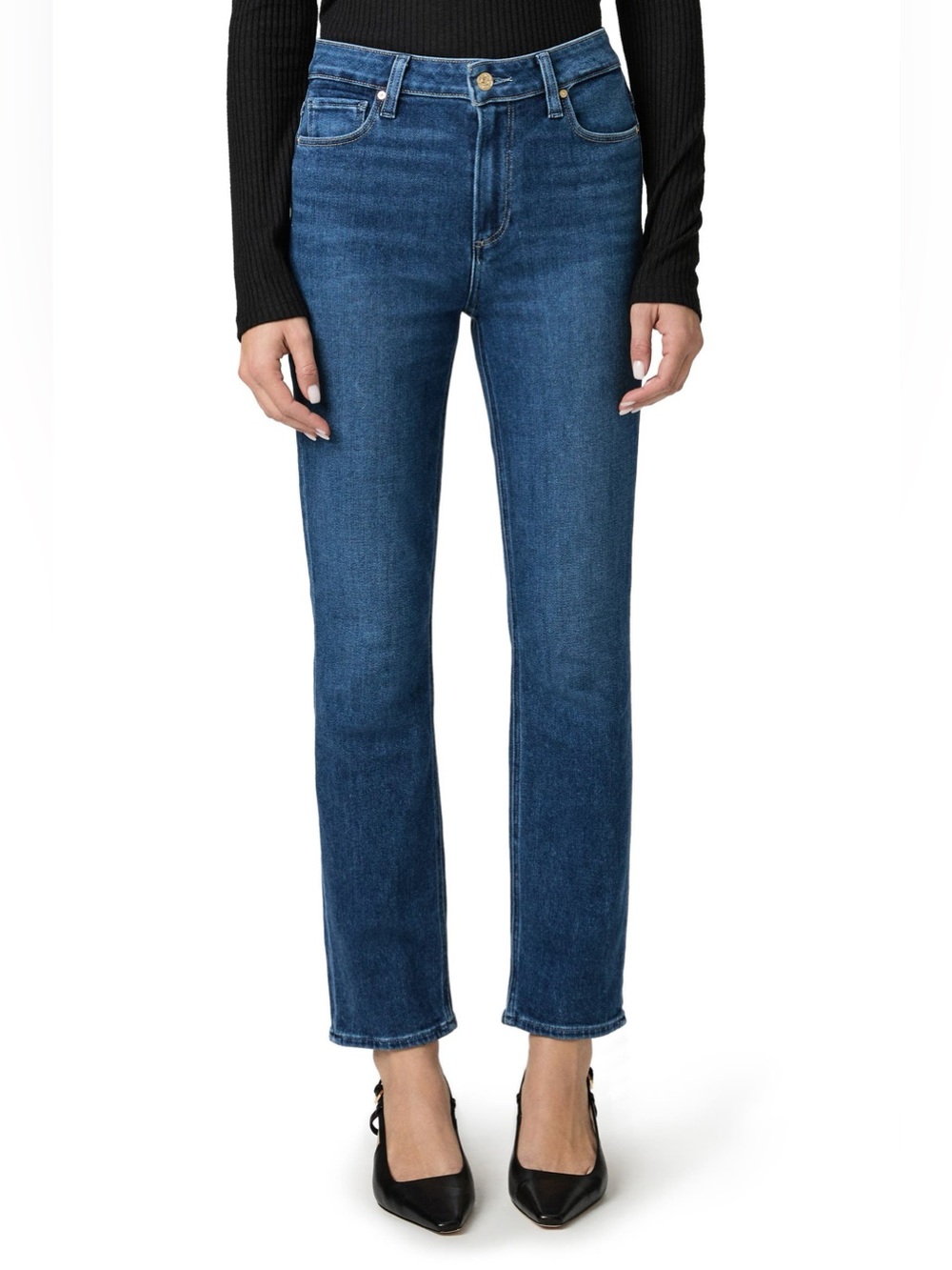 PAIGE CINDY HIGH WAIST ANKLE STRAIGHT DENIM JEANS ✨